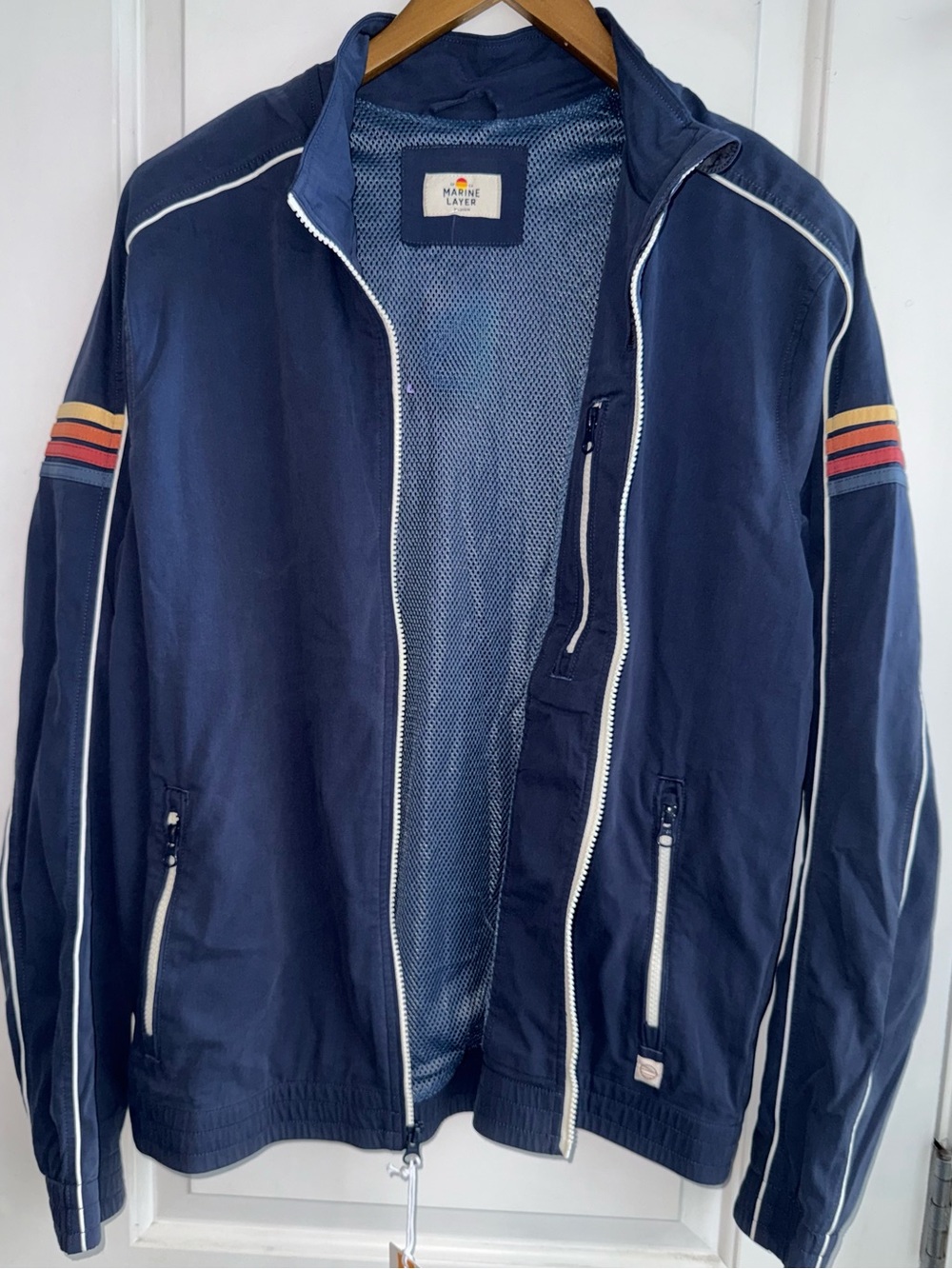 Marine Layer NWT Freeman Stretch Twill Windbreaker Jacket in “Mood Indigo” - Picture 3 of 9